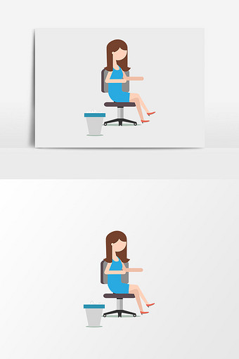 办公女纸插画元素图片