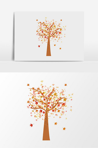 卡通手绘秋天落叶枫树枫叶图片