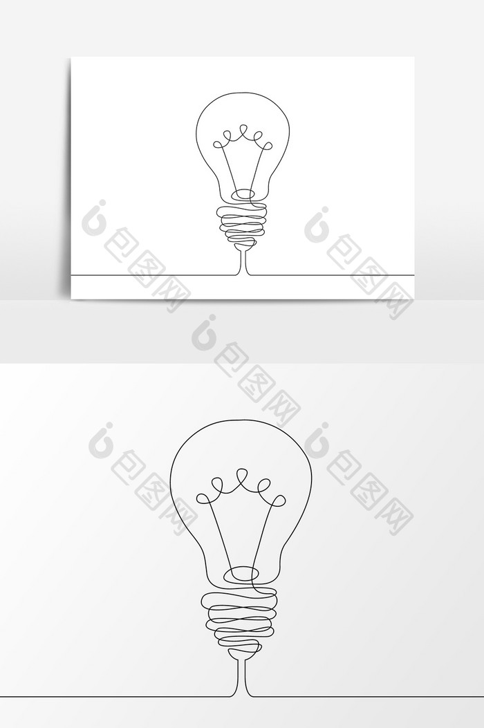 教师节抽象线条灯泡元素