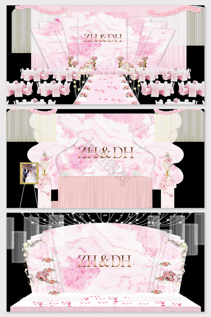 粉色唯美简约婚礼背景效果图图片