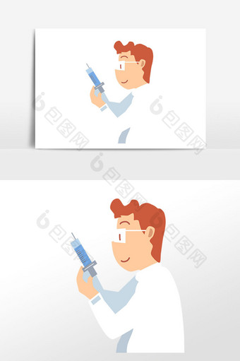 医生打针疫苗插画素材图片