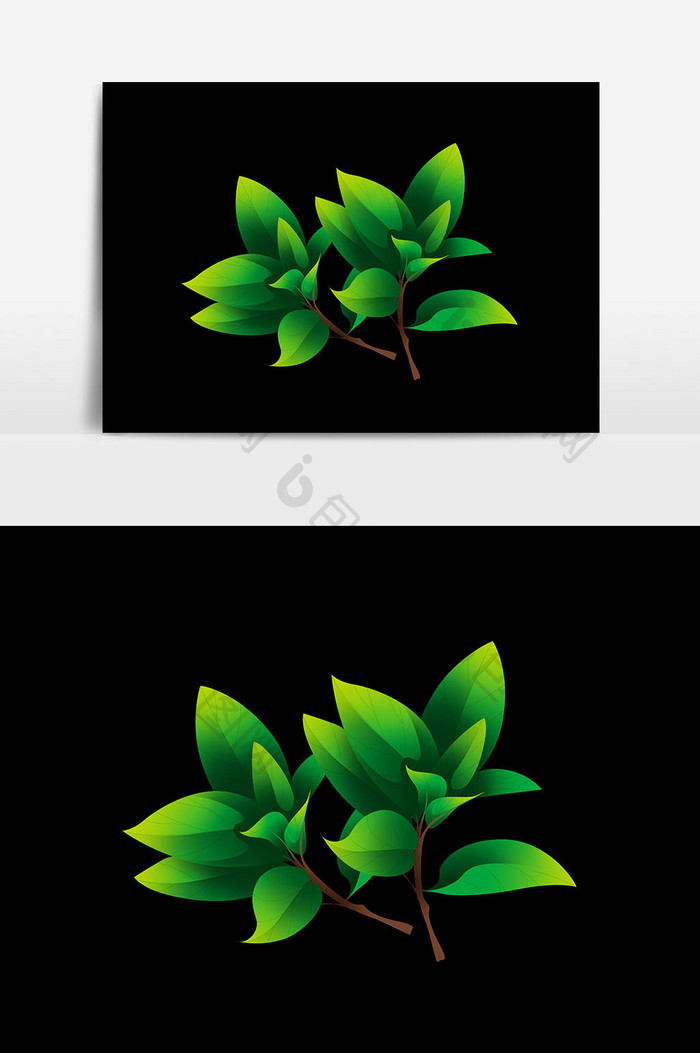 绿色植物插画元素设计