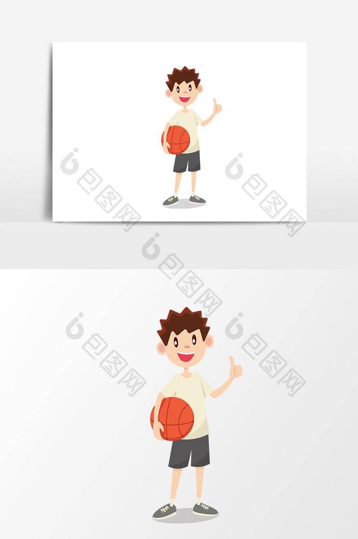 热爱打篮球的运动少年卡通手绘矢量元素