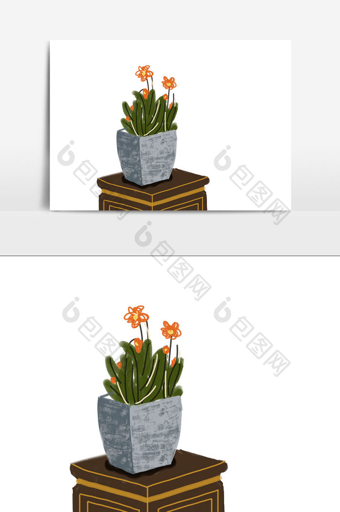 挂袋卡通植物插画元素设计