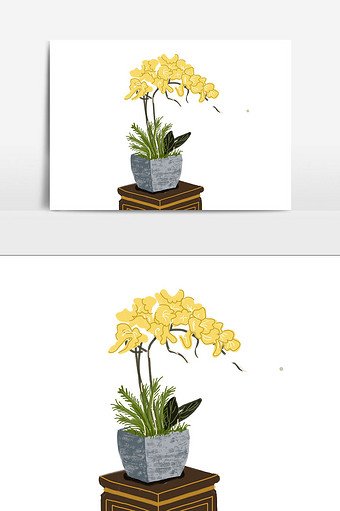 盆栽插画植物元素图片