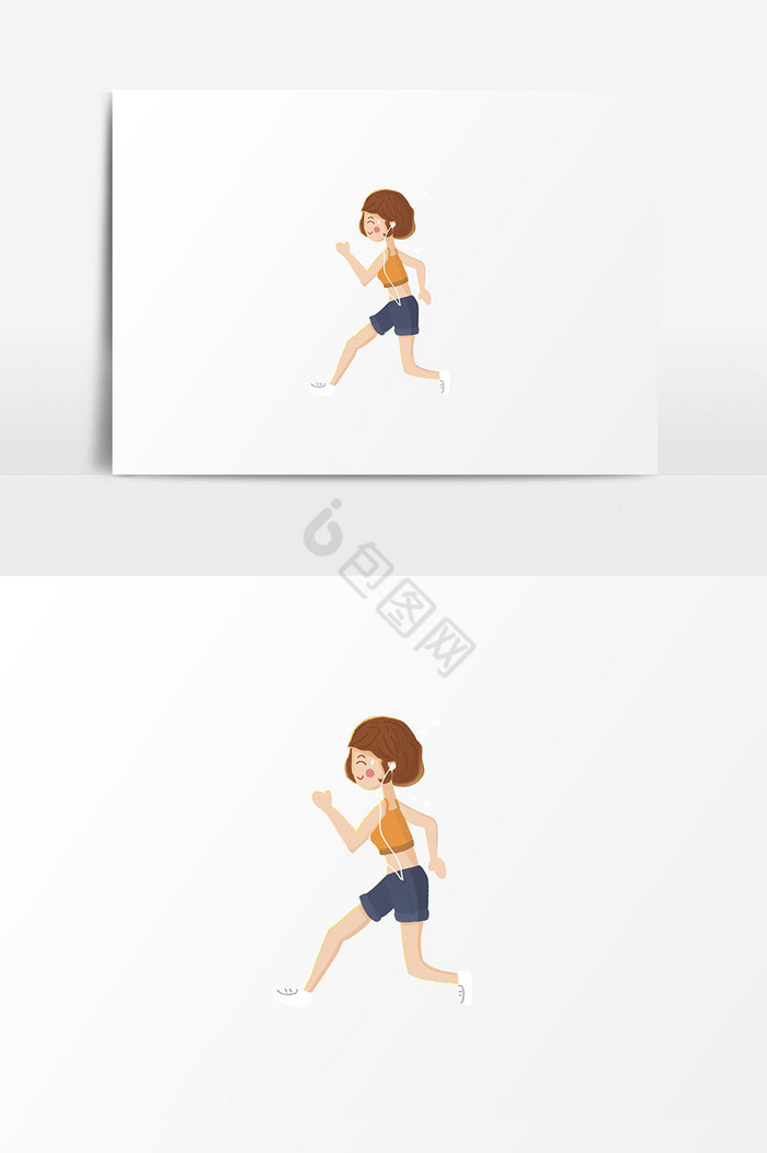 人物奔跑插画图片