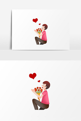 温馨浪漫求婚元素插画图片