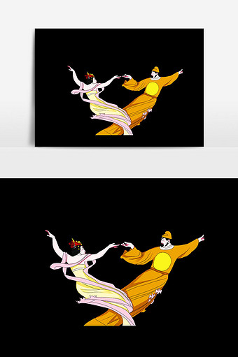 古代男女跳舞插画图片