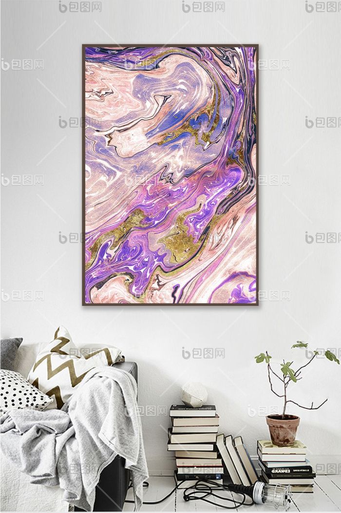 彩色金色抽象艺术装饰画背景墙素材-彩色金色抽象艺术装饰画背景墙素材效果图-【包图网】