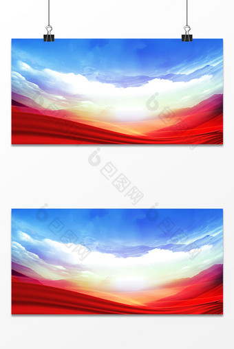 十九大红色蓝天设计背景图片