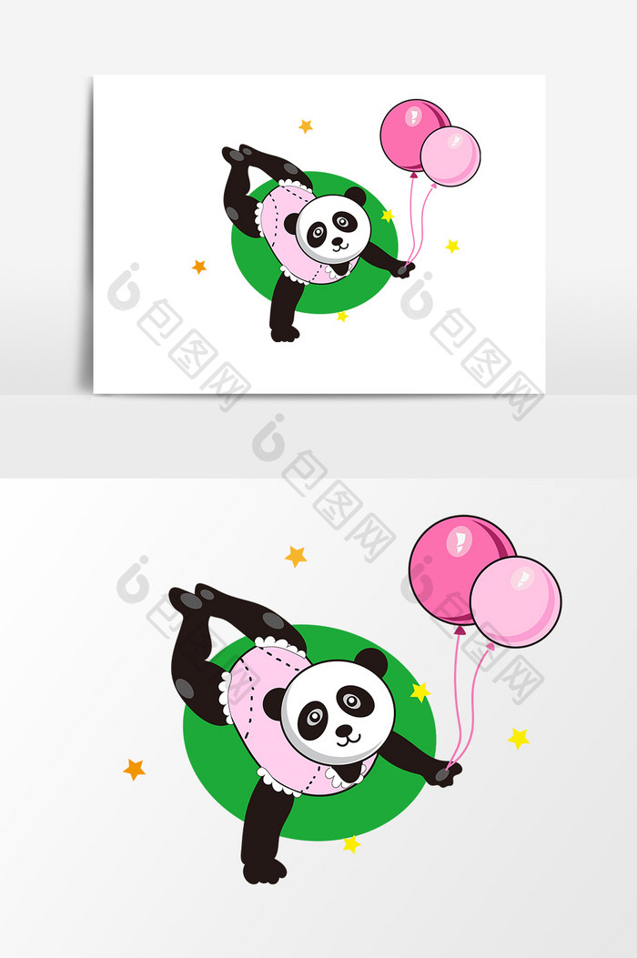 可爱气球熊猫元素