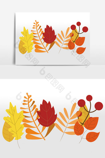 秋天的手绘卡通树叶元素图片