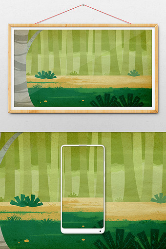 绘本风格树林深处场景通用背景1024*2802图片素材免费下载-编号1122568-潮点视频