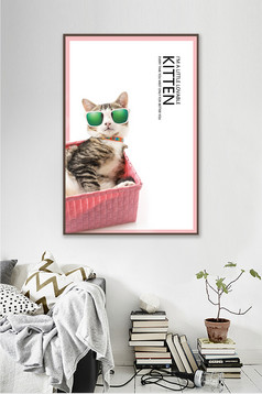 可爱动物猫咪宠物店客厅过道创意装饰画图片
