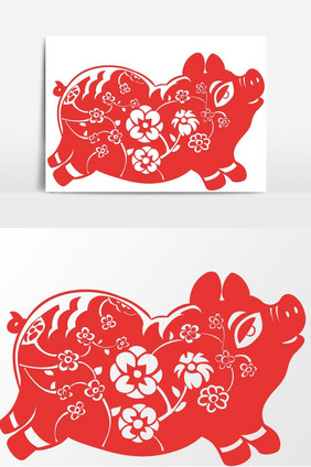 中国雕刻猪猪窗花