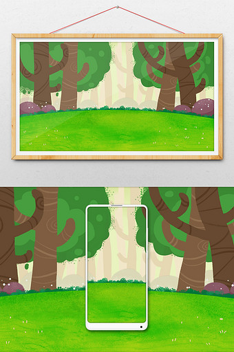 绘本风奇幻树林背景图片