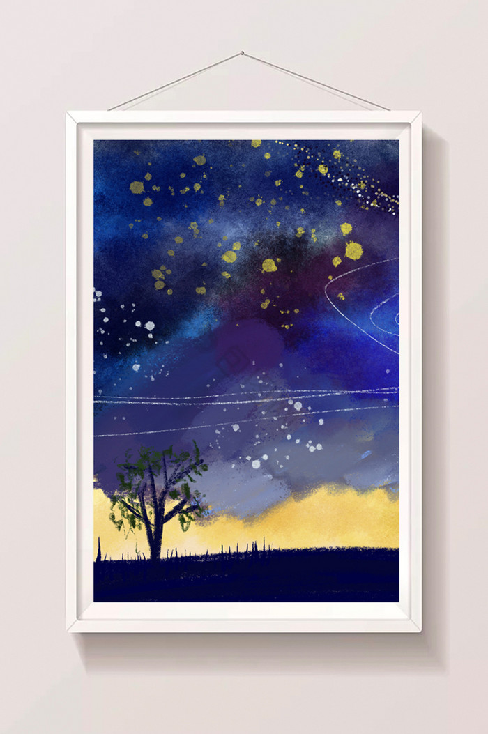 星空树夜景图片