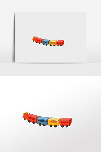 手绘卡通玩具火车插画元素图片