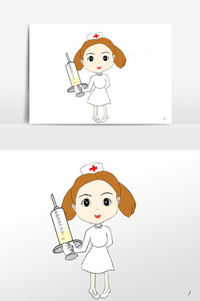 医生打针疫苗针管插画