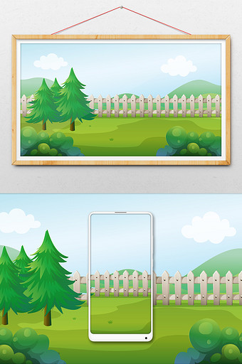 卡通清新森林围场背景素材图片