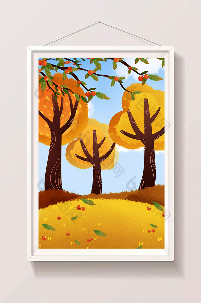 李子树下风景插画图片