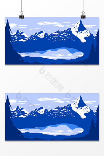 雪山湖风景背景图图片