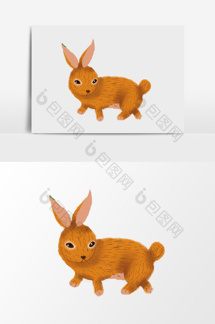 棕色卡通兔子素材