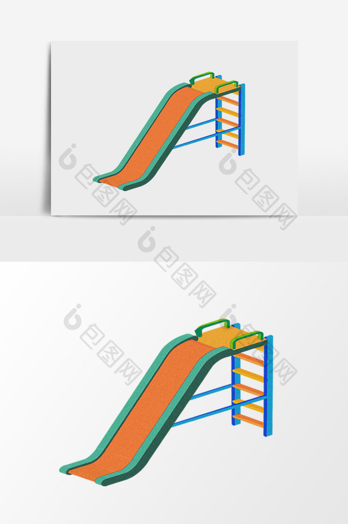 卡通儿童滑滑梯素材