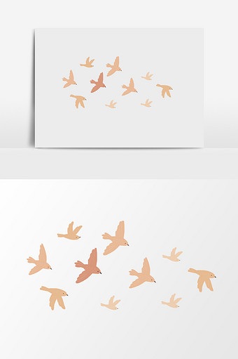 卡通手绘鸟群小鸟图片
