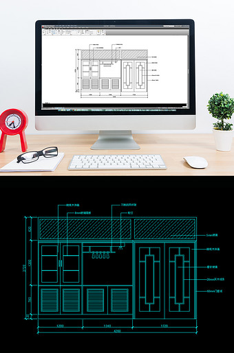 现代风格CAD酒柜施工图纸图片