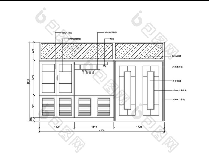 现代风格CAD酒柜施工图纸