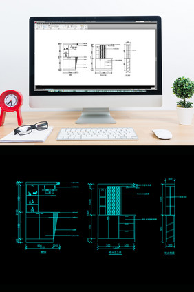 现代风格家庭玄关柜酒柜CAD图纸