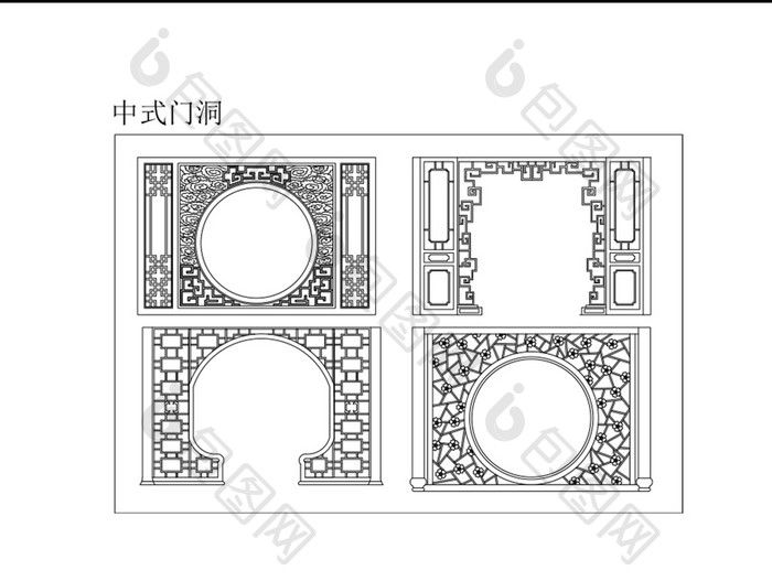 中式装修风门洞CAD图样