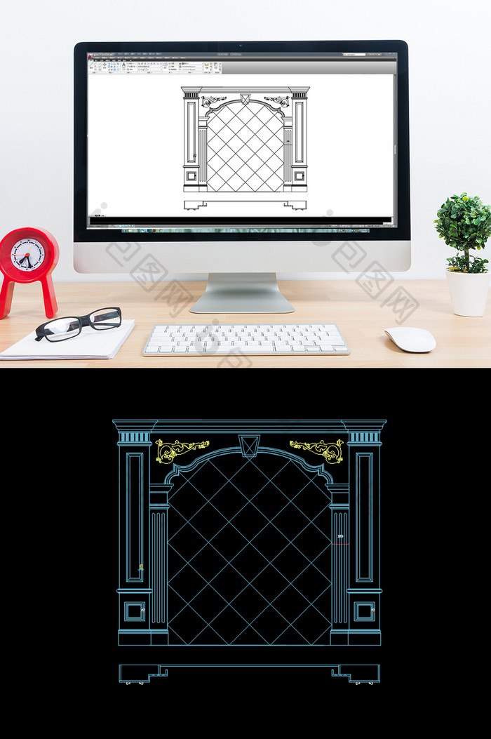 欧式风格背景墙CAD图纸