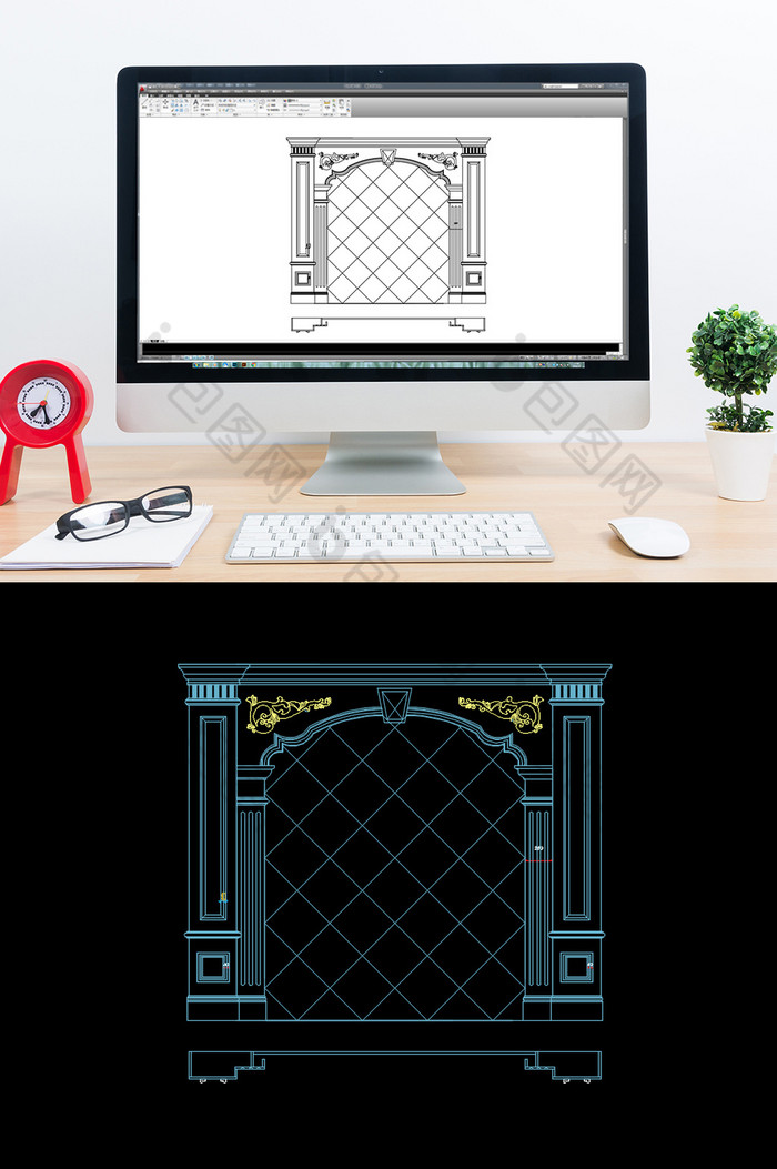 欧式风格背景墙CAD图纸图片图片