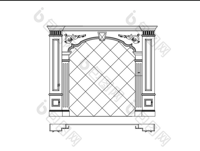 欧式风格背景墙CAD图纸
