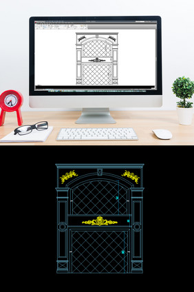 欧式风格雕花背景墙CAD图
