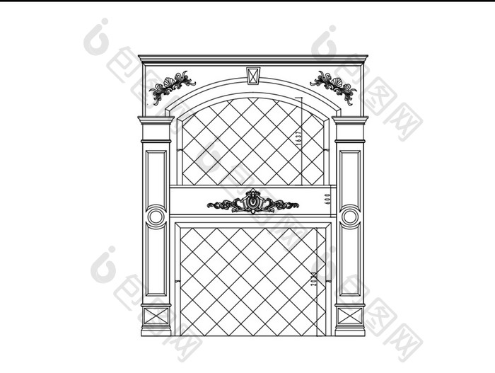 欧式风格雕花背景墙CAD图