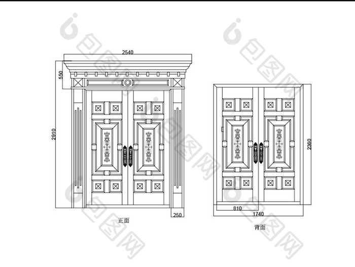 欧式大门立面CAD图纸