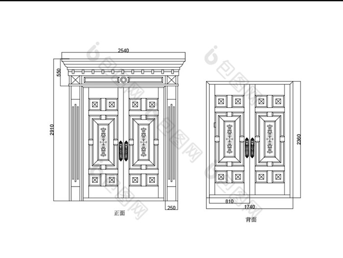 欧式大门立面cad图纸