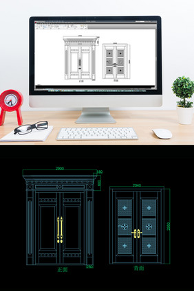 欧式大门正反面CAD图纸