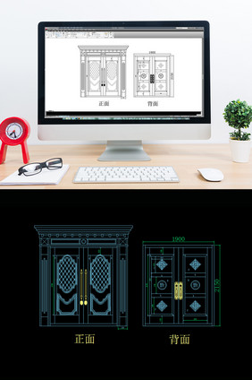 正反面工装欧式大门CAD图纸
