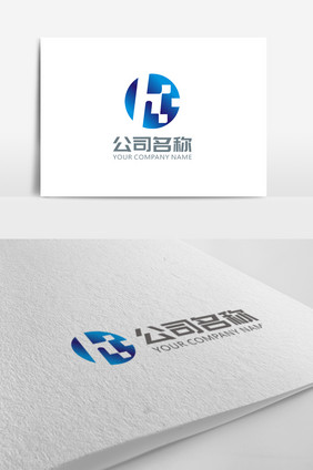 简洁大气科技h字母Logo标志