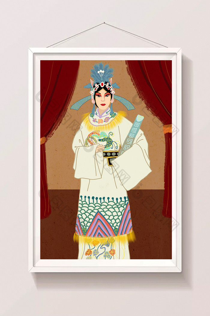 传统文化中国风戏曲人物觐见插画