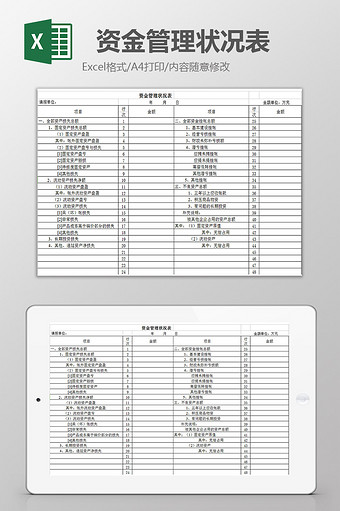 资金管理状况表excel模板图片