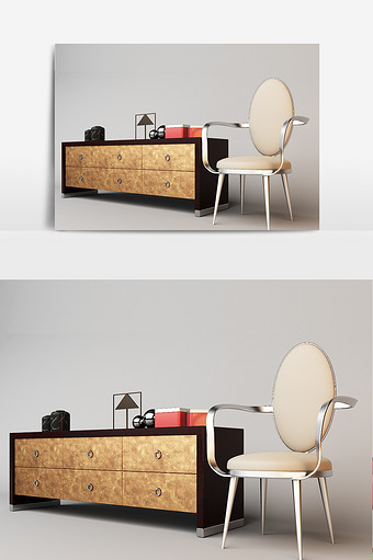 现代棕色实木电视柜模型图片