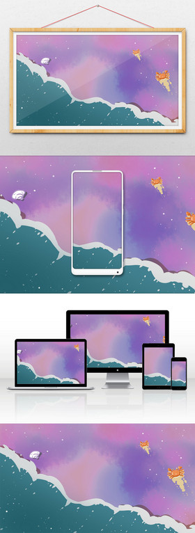 海边俯视图插画