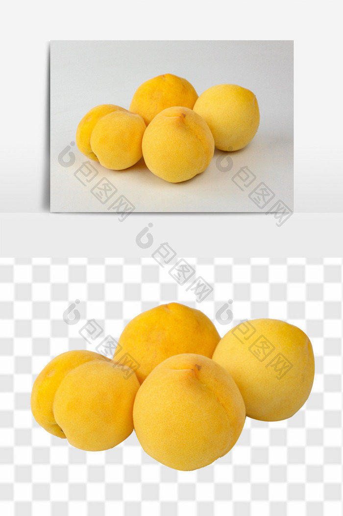 新鲜黄桃水果高清png素材
