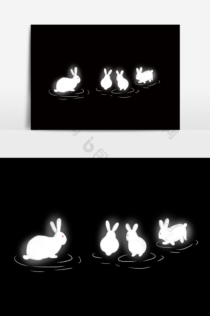 手绘卡通卡通元素小白兔元素图片
