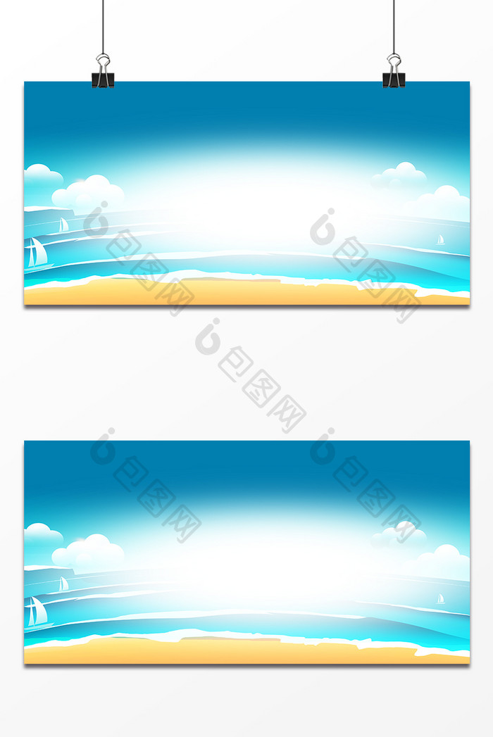 清新海滩蓝天设计背景